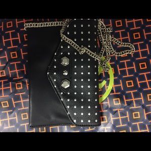 Neiman Marcus black stud wallet on chain